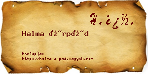 Halma Árpád névjegykártya